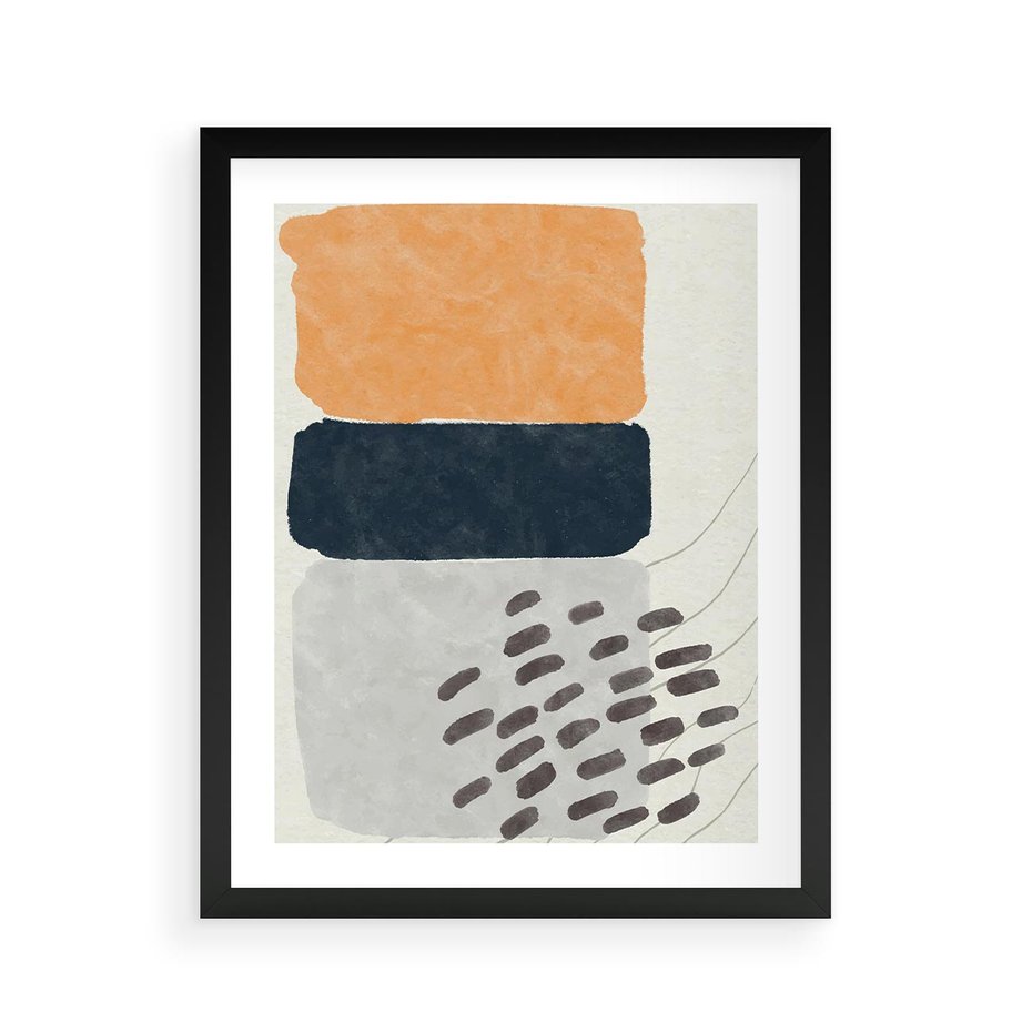 Plakat w ramie 40x50 - Impulsy Podróżnych Marzeń - geometryczne elementy, stonowane kolory - rama czarna