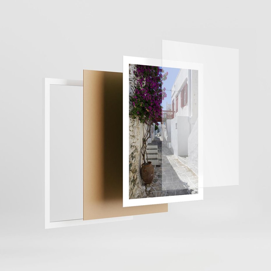 Plakat w ramie 50x70 - Perspektywiczna Uliczka: Miejski Labirynt - uliczka, perspektywa - rama biała