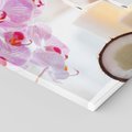 Obraz na płótnie 120x60 - Kokos, świece i kwiaty w SPA - kokos, świece