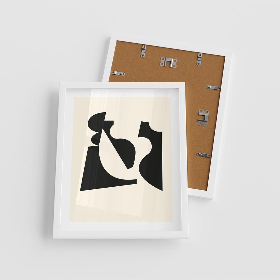 Plakat w ramie 40x50 - Tajemnicze Spektrum - abstrakcyjne kształty, geometria - rama biała