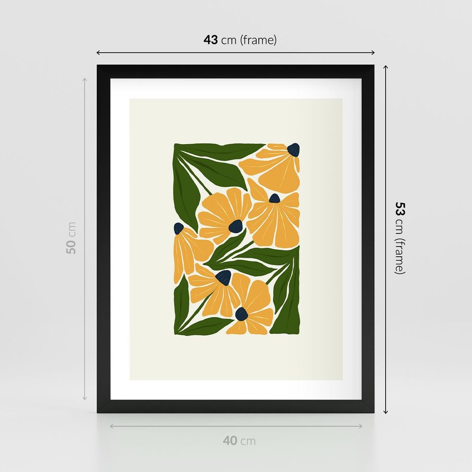 Plakat w ramie 40x50 - Abstrakcyjne Echa - kwiaty, rośliny - rama czarna