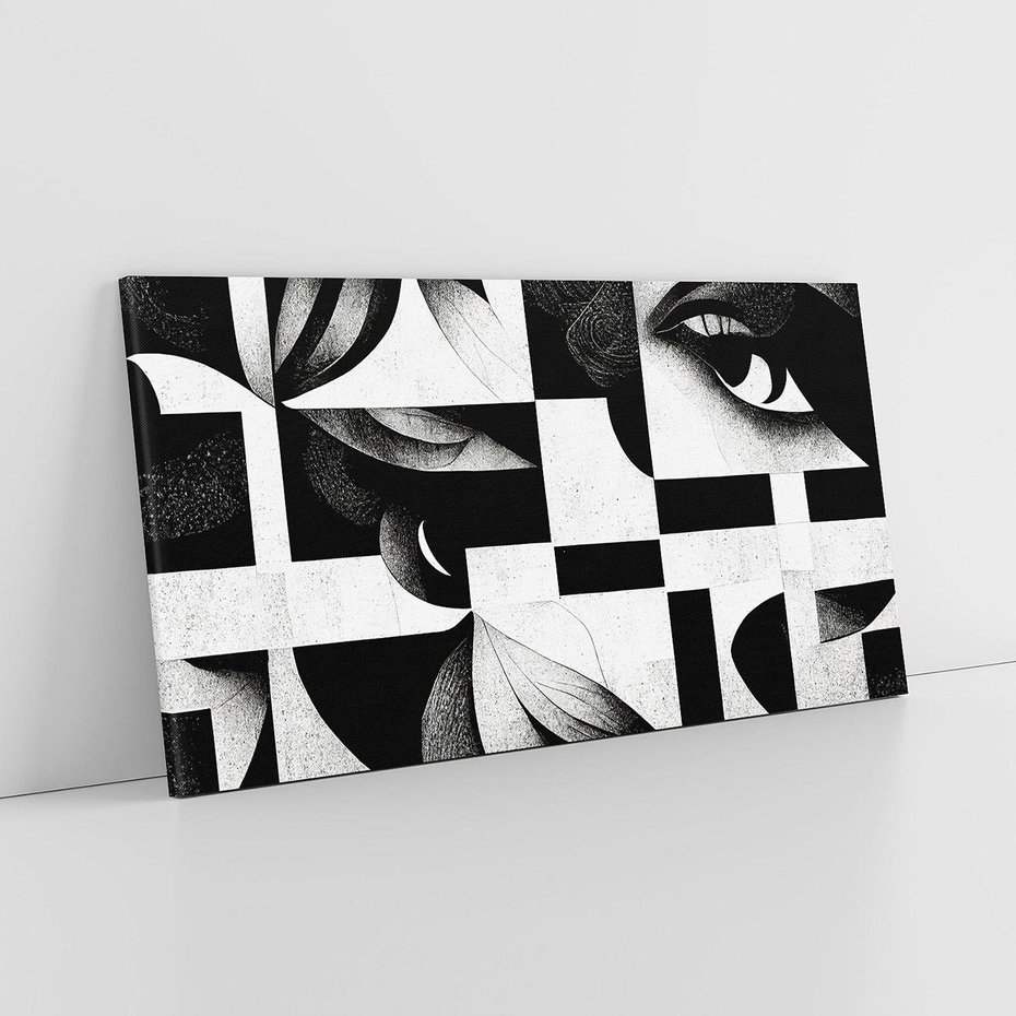 Obraz na płótnie 120x60 - Harmonia świateł i cieni - abstrakcja czarno biała, geometria