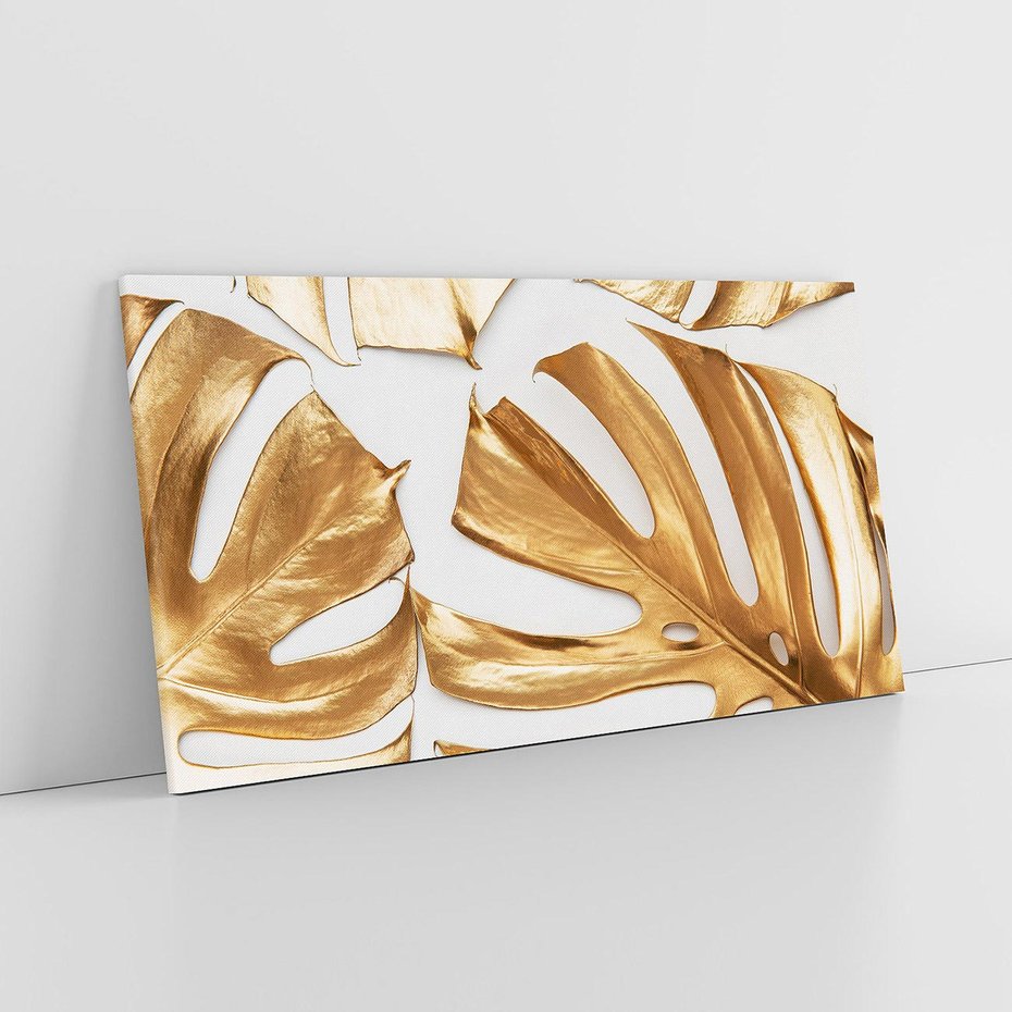 Obraz na płótnie 140x70 - Siła Natury - złote, liście