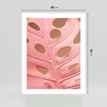 Plakat bez ramy 40x50 - Różowa monstera w pełnym rozkwicie - różowa, monstera