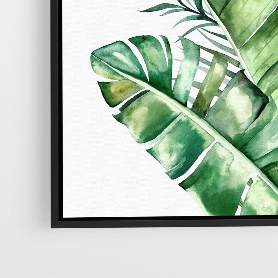 Obraz w ramie 50x50 - Piękno Złotej Rośliny - złote, liście - rama czarna