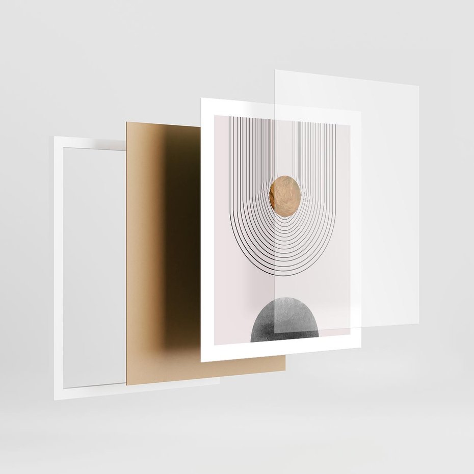 Plakat w ramie 40x50 - Geometryczny Blask - nowoczesna grafika, geometria - rama biała