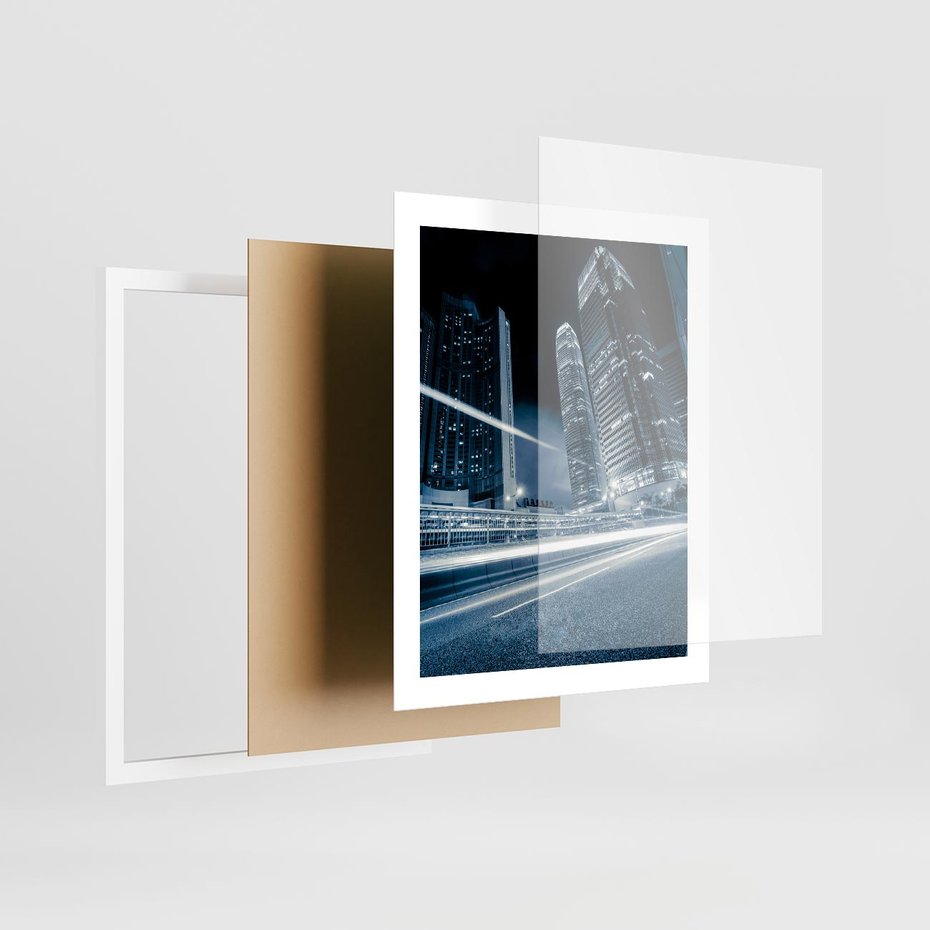 Plakat w ramie 40x50 - Nocne pejzaże miasta - miasto, nocą - rama biała