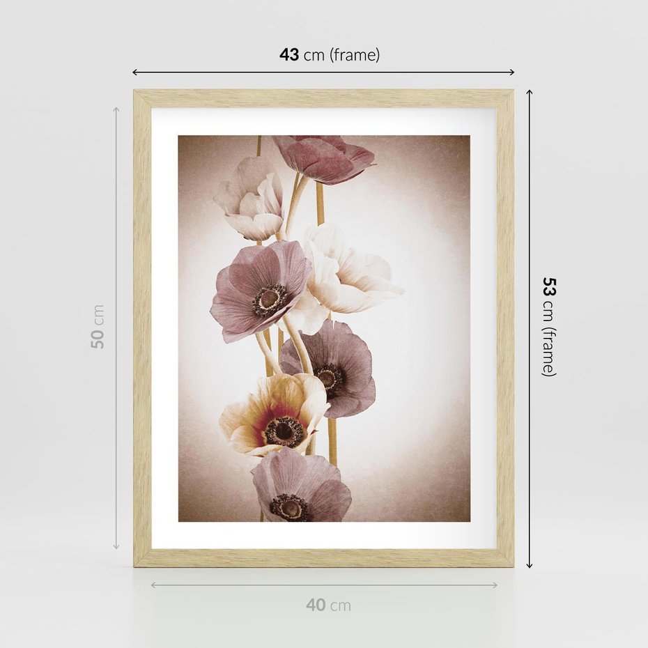 Plakat w ramie 40x50 - Eksplozja kolorów - akwarela, maki - rama drewno