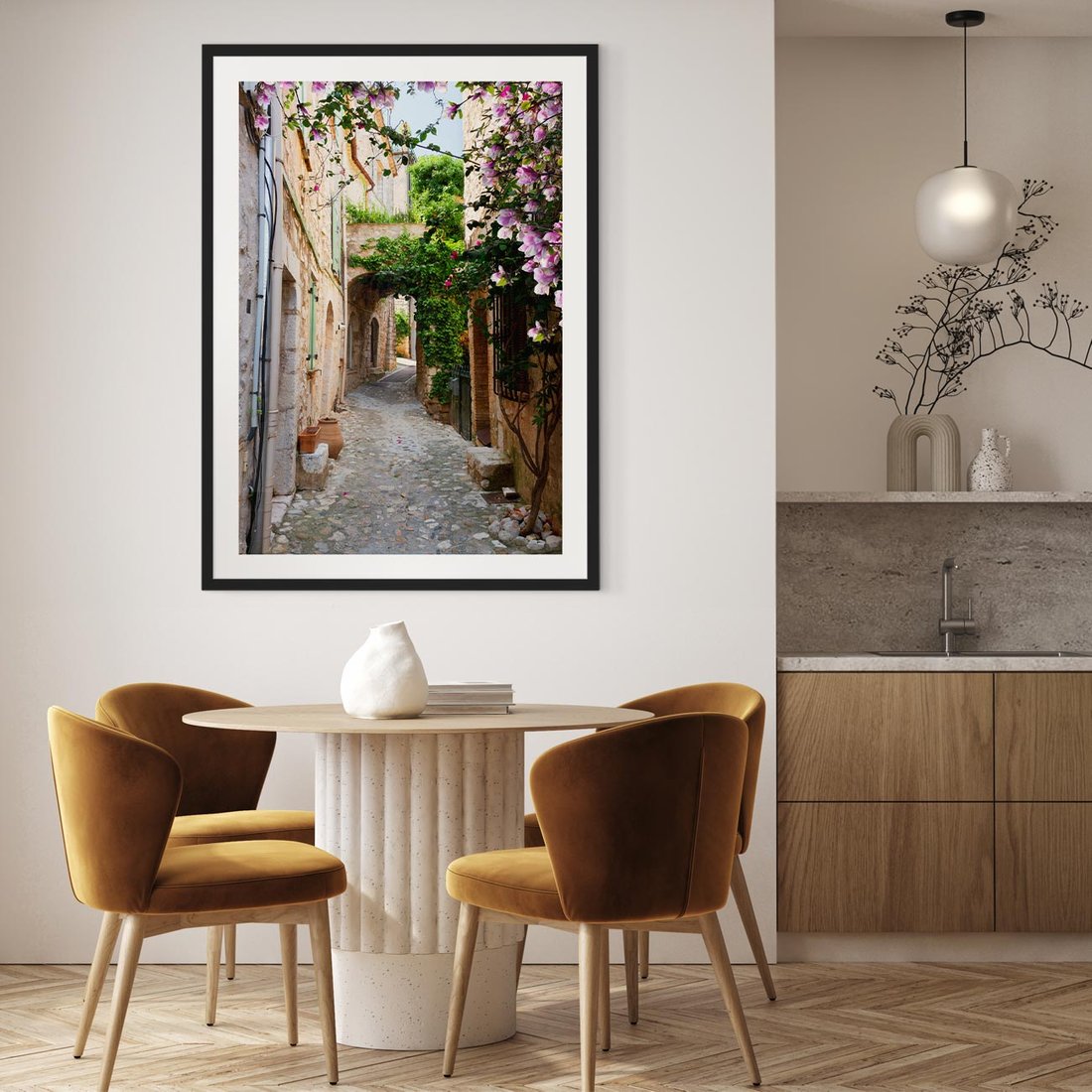 Plakat w ramie 50x70 - Ścieżka W Nieskończoność - uliczka, perspektywa - rama czarna