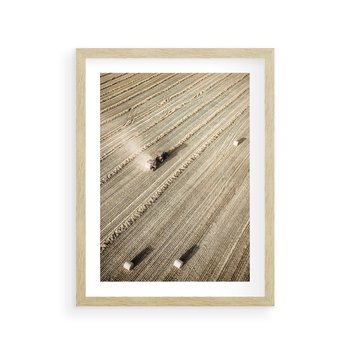 Plakat w ramie 50x70 - Rolnicza Praca - pole, traktor - rama drewno