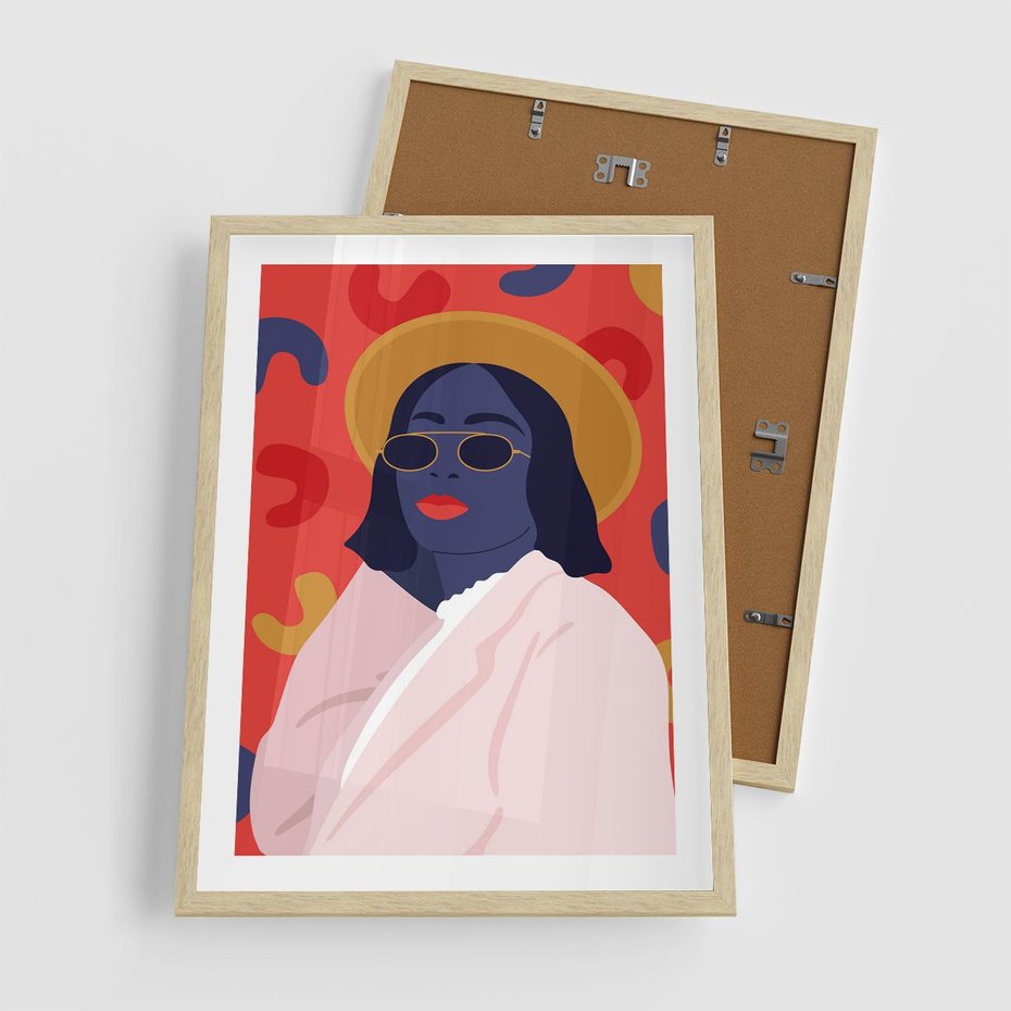 Plakat w ramie 50x70 - Kobieca Przenikliwość - nowoczesny plakat, styl retro - rama drewno