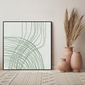 Obraz w ramie 50x50 - Migotliwa Spokojna Zieleń - zielony plakat, abstrakcyjne splątane linie - rama czarna