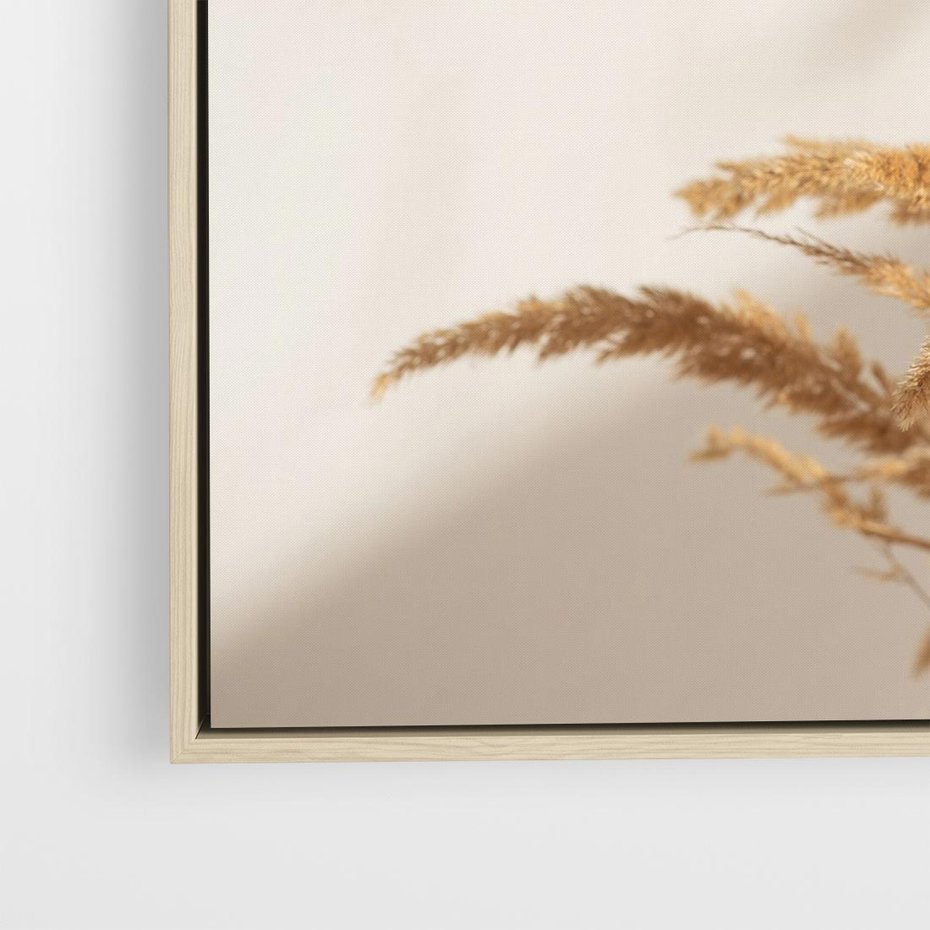 Obraz w ramie 50x50 - Swobodne trawy boho - boho, suche - rama drewno