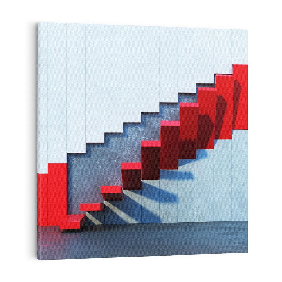 Obraz na płótnie 80x80 - Schody w abstrakcyjnej podróży - schody, abstrakcja