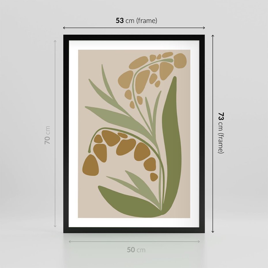 Plakat w ramie 50x70 - Minimalizm z Roślinami - nowoczesny plakat, roślinność - rama czarna