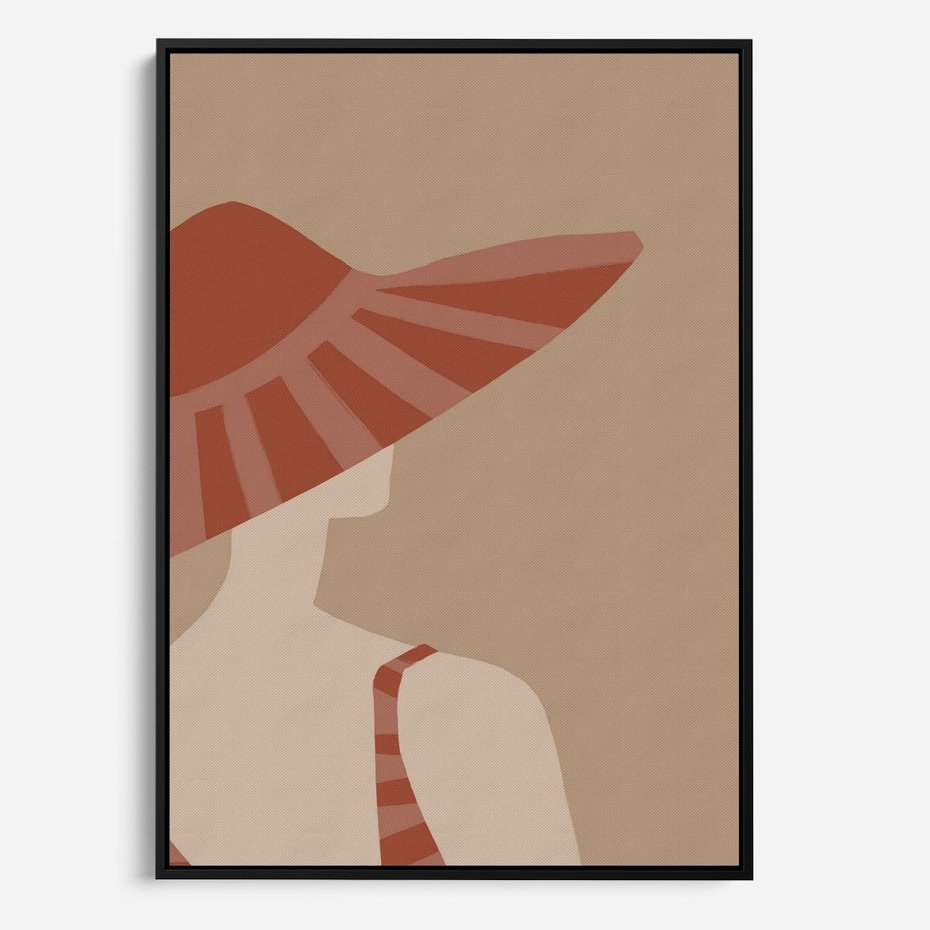 Obraz w ramie 50x70 - Kobiecy Portret - plakat retro, kobieta w kapeluszu - rama czarna