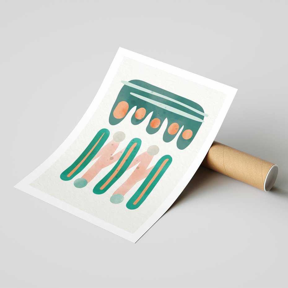 Plakat bez ramy 21x30 - Zaklęte Wzory Natury - przypadkowe abstrakcyjne wzory, pomarańczowy i zielony