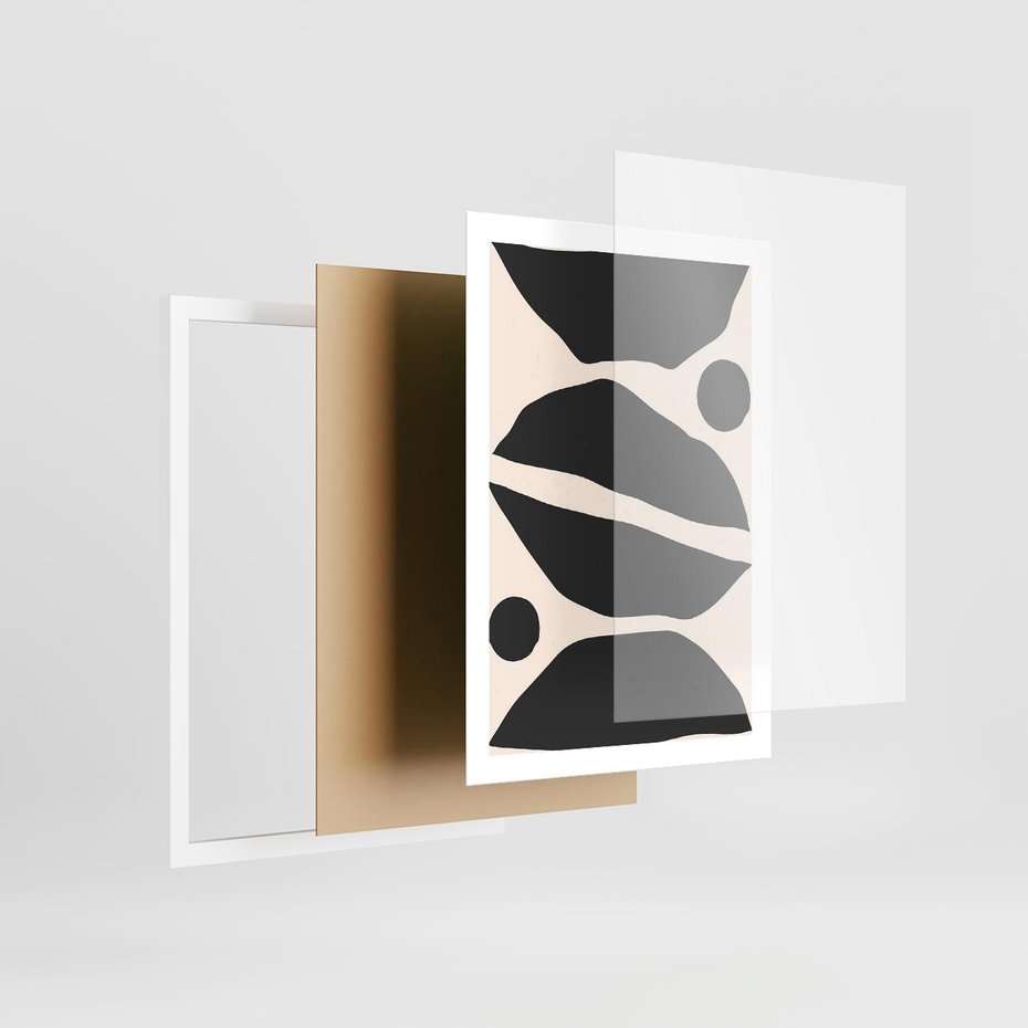 Plakat w ramie 50x70 - Surowa Abstrakcja - abstrakcyjny nowoczesny obraz, surowość - rama biała