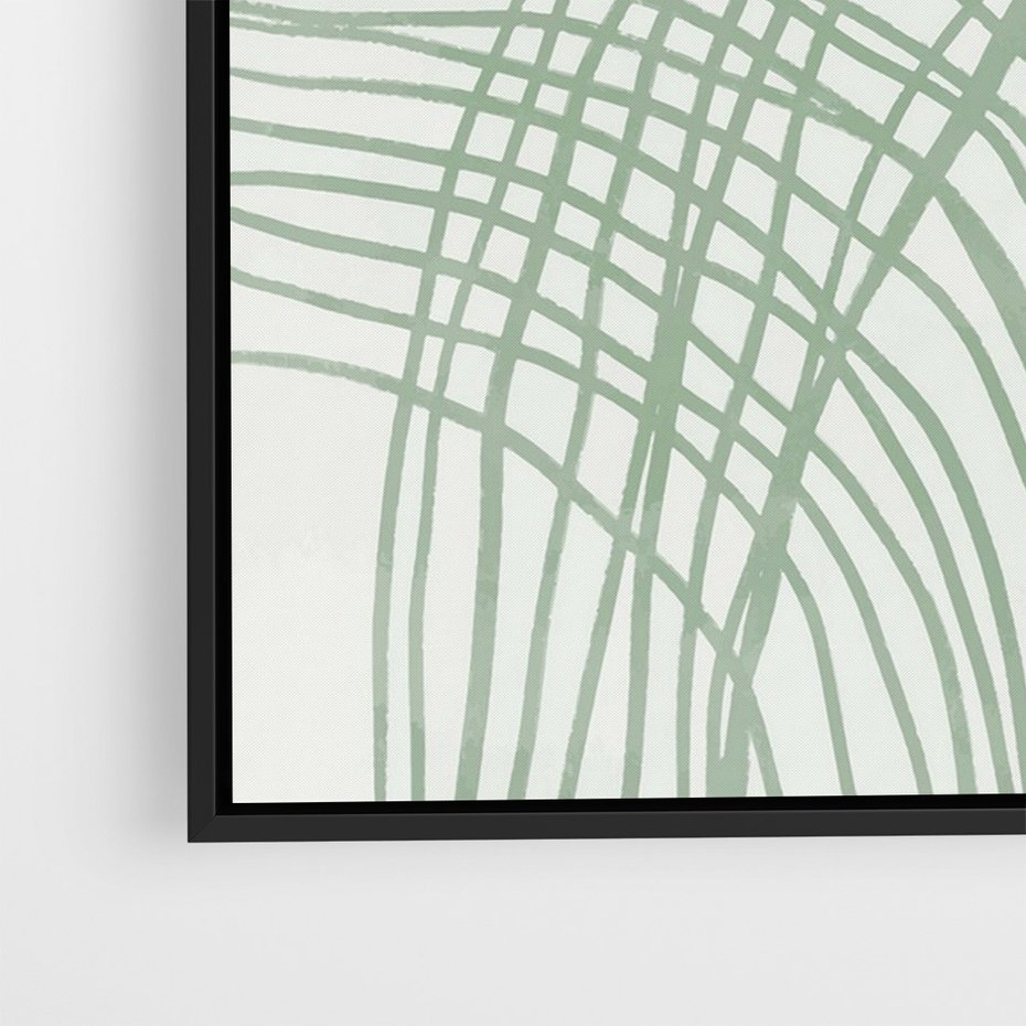 Obraz w ramie 50x70 - Migotliwa Spokojna Zieleń - zielony plakat, abstrakcyjne splątane linie - rama czarna