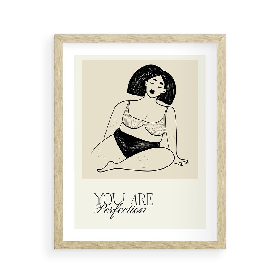 Plakat w ramie 40x50 - Harmonia Kształtów Bez Granic - siła kobiecości, rysunek - rama drewno