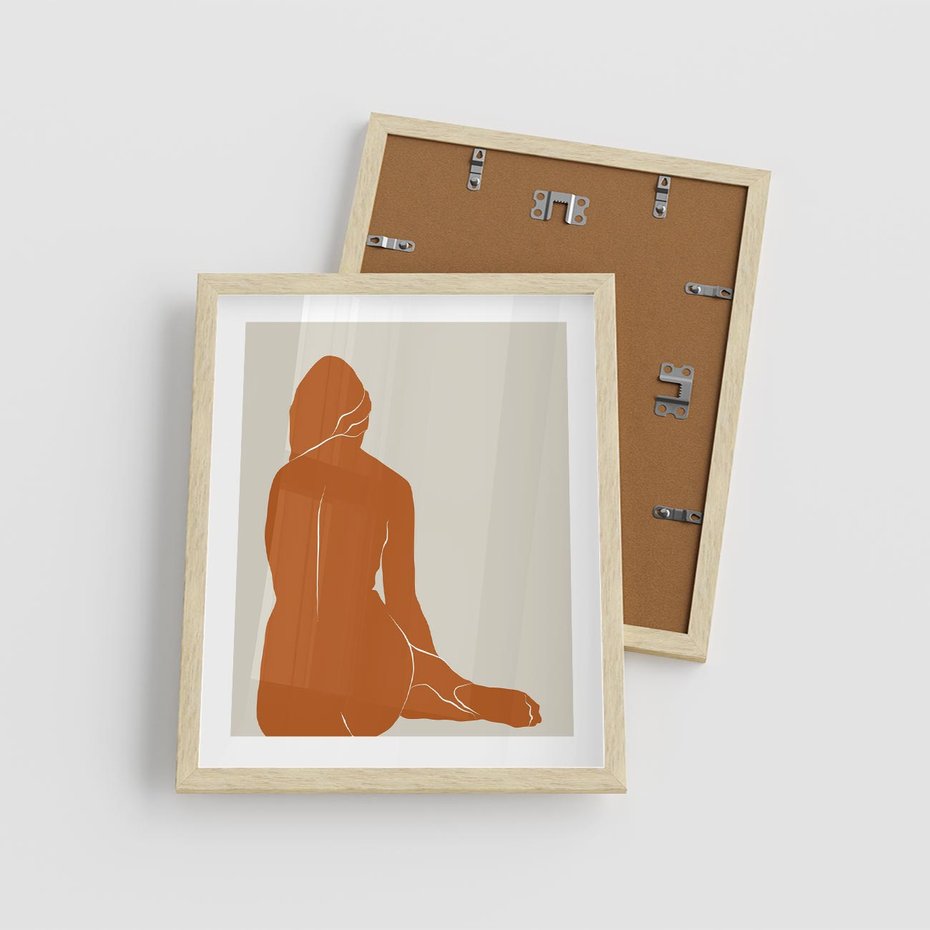 Plakat w ramie 40x50 - Kobieca Sylwetka w Stylu Modernistycznym - modernistyczny pakat, kobieca sylwetka - rama drewno
