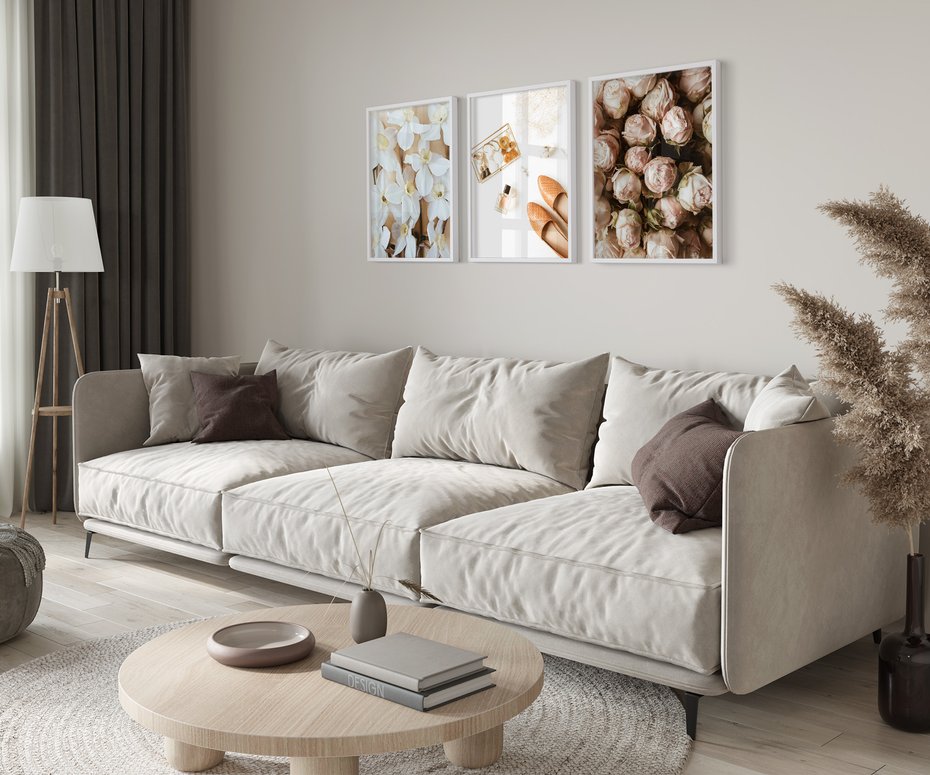 Zestaw obrazy w ramie 40x50 galeria - Kwiaty, moda, nowoczesny - rama biała