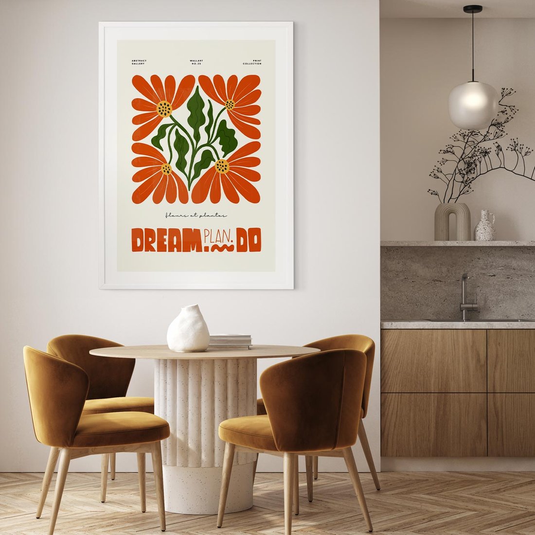 Plakat w ramie 30x40 - Księga Abstrakcji - sztuka nowoczesna, kolorowe kwiaty - rama biała