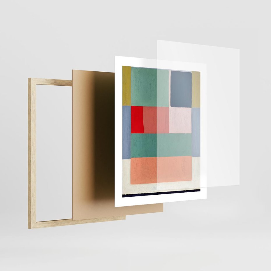 Plakat w ramie 40x50 - Bezgraniczne Nastroje Harmonii - abstrakcyjne geometryczne kształty, olejny obraz - rama drewno