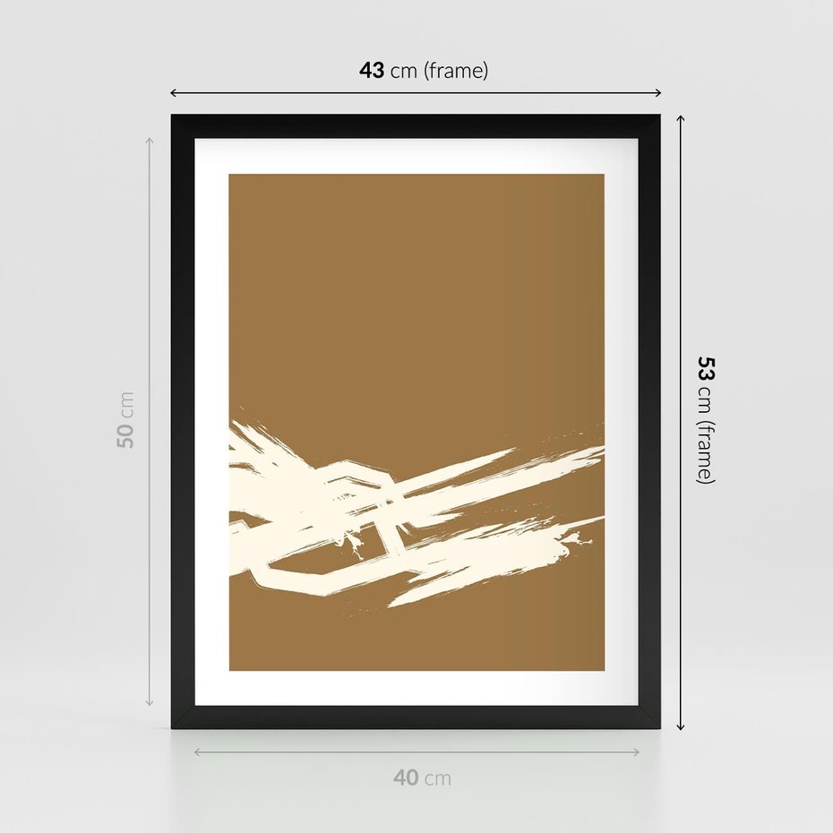 Plakat w ramie 40x50 - Taniec Energii - abstrakcyjne kreski, maźnięcia - rama czarna