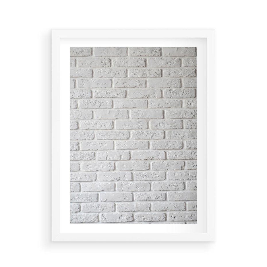 Plakat w ramie 50x70 - Wymiarowa Struktura - ściana, cegła - rama biała