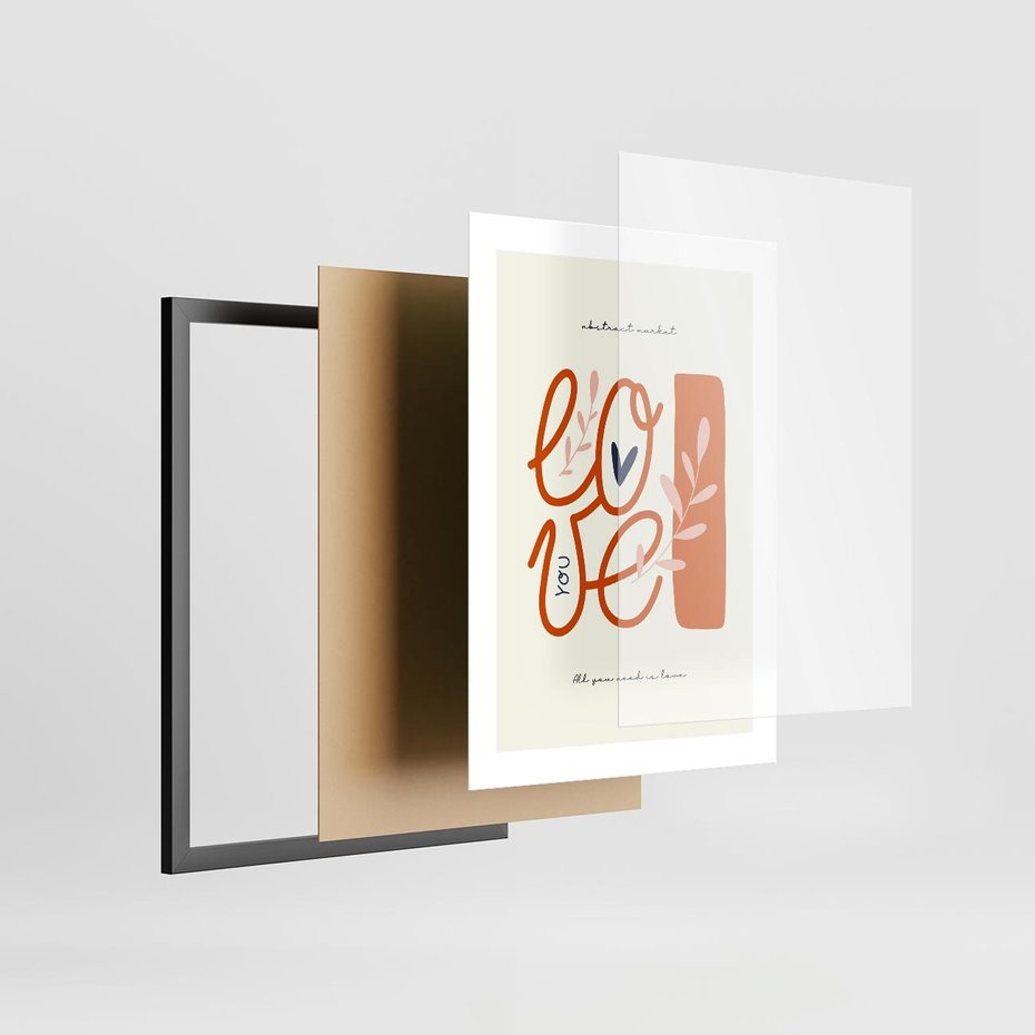 Plakat w ramie 30x40 - Pastelowa Siła Miłości - miłość, love - rama czarna