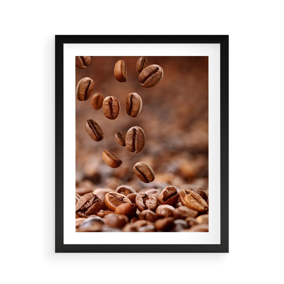 Plakat w ramie 40x50 - Kawiarniana atmosfera kawy - kawa, kawiarnia - rama czarna