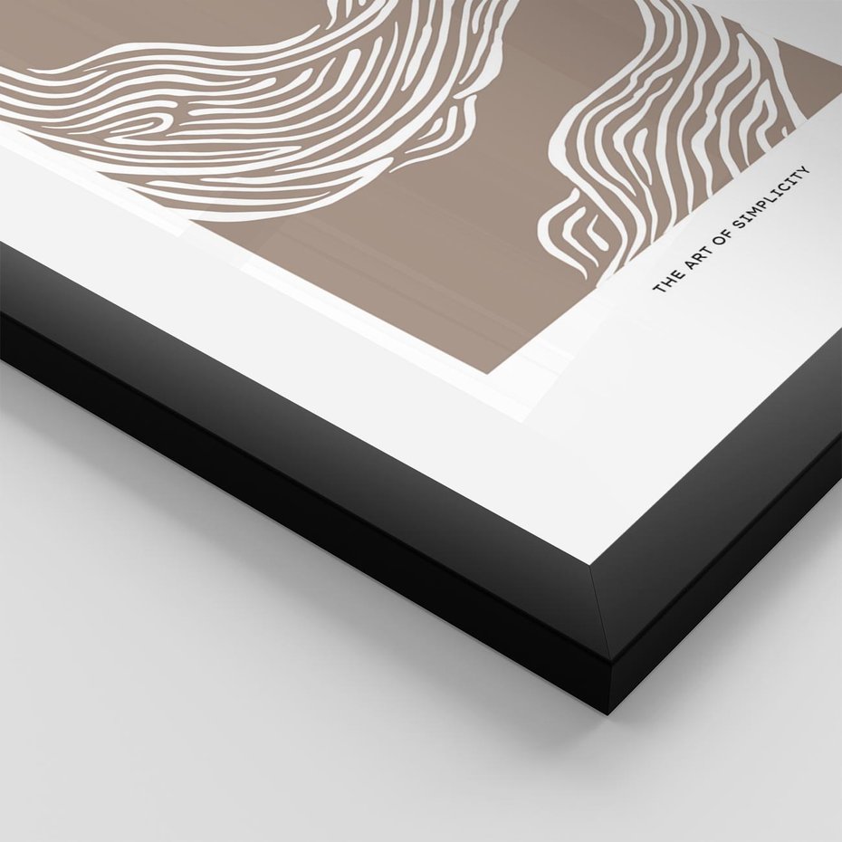 Plakat w ramie 40x50 - Harmonijne Granice - sztuka minimalizmu, biała rycina - rama czarna