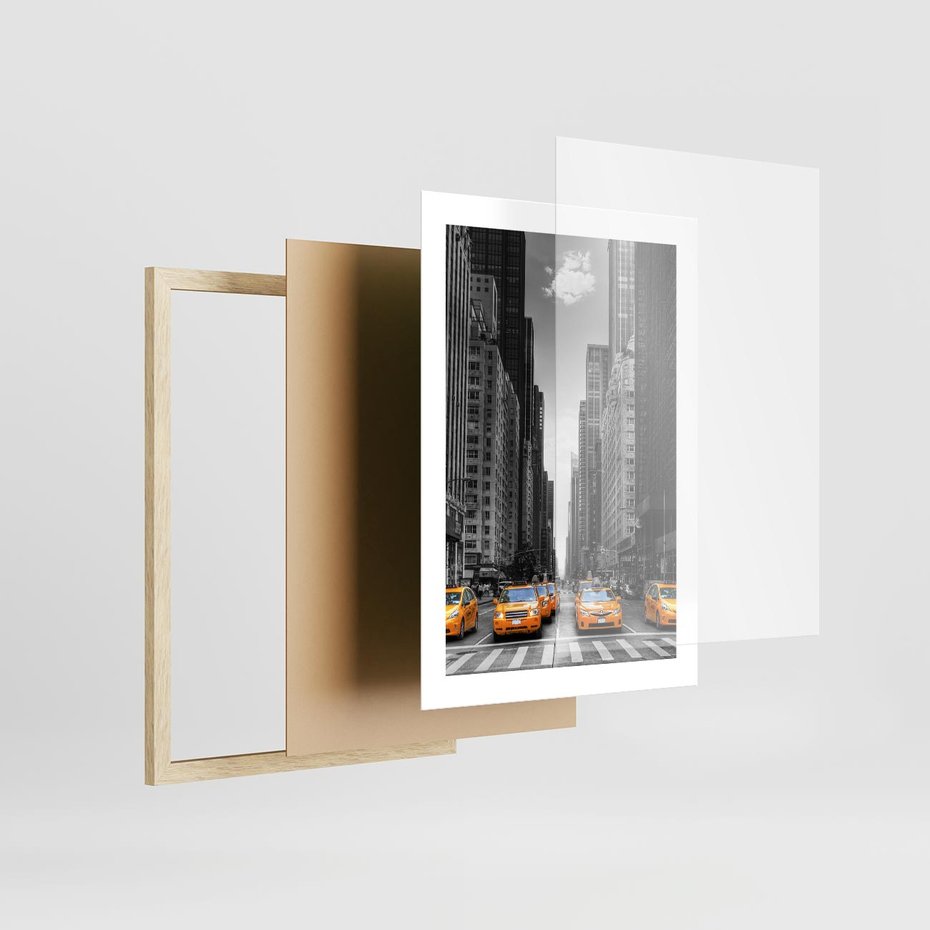 Plakat w ramie 30x40 - Wibracje Nowego Jorku - miasto, Nowy Jork - rama drewno
