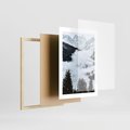 Plakat w ramie 30x40 - Zimowa Magia Gór: Śnieżne Szczyty - grajobraz górski, zima - rama drewno