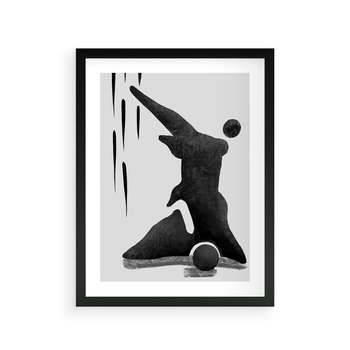 Plakat w ramie 50x70 - Czarno-Biała Grafika Postaci - nowoczesna grafika, plakat - rama czarna