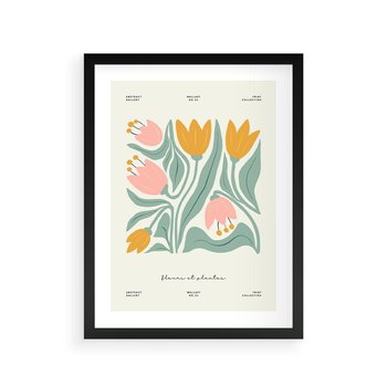 Plakat w ramie 50x70 - Tajemnicza Aura - kwiaty, nowoczesna abstrakcja - rama czarna