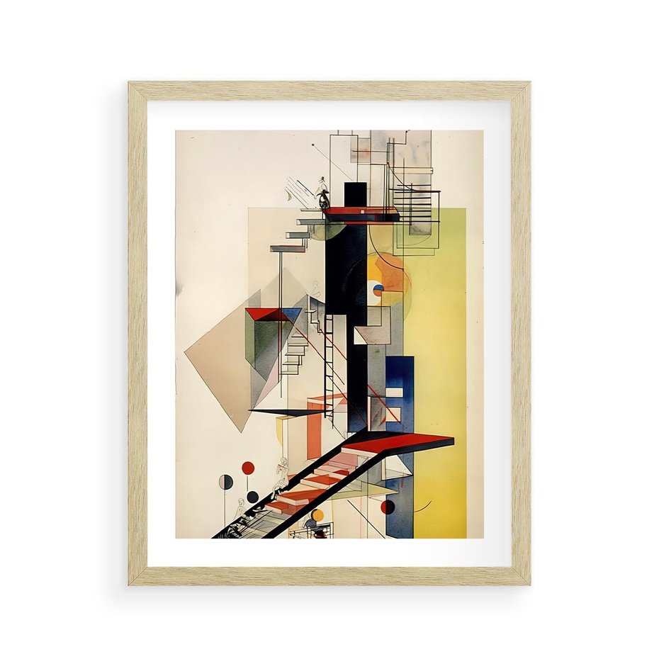 Plakat w ramie 40x50 - Kolorowe Wnętrza Inspiracji - abstrakcyjny obraz, jak kandinsky - rama drewno