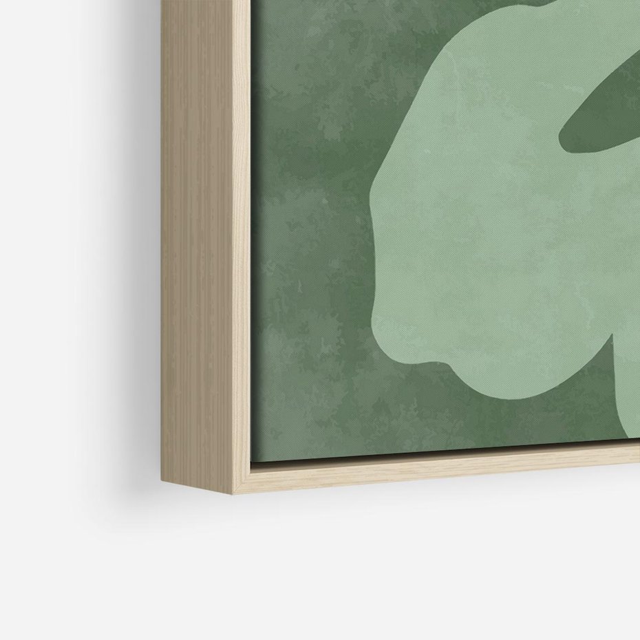 Obraz w ramie 50x50 - Kształty Zieleni - abstrakcyjny kształt, zielony plakat - rama drewno