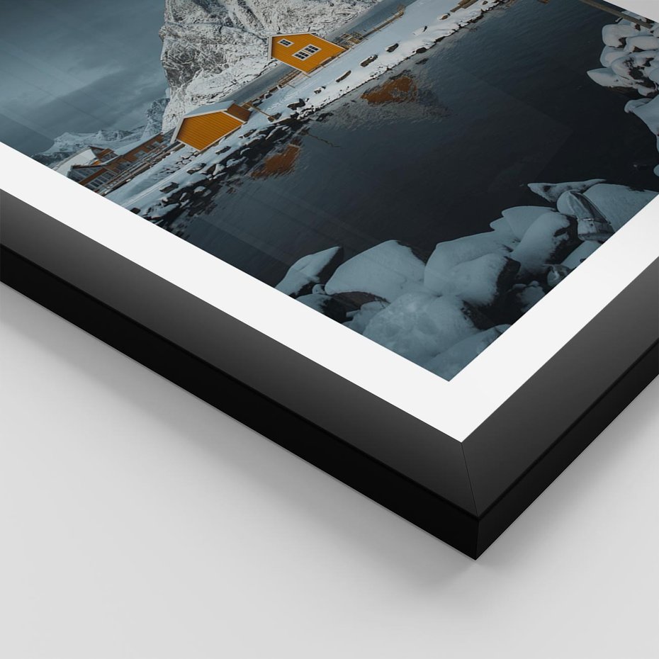 Plakat w ramie 40x50 - Minimalizm i Urok Natury - skandynawskie, domki - rama czarna