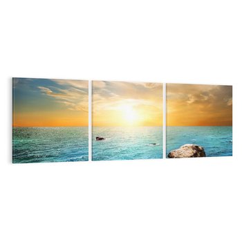 Obraz na płótnie 150x50 - Zachód słońca na plaży - plaża, zachód