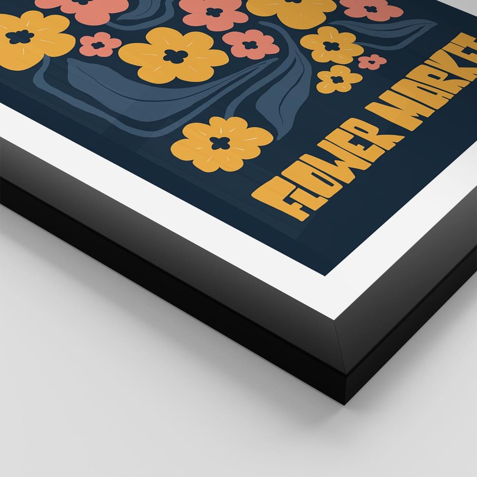 Plakat w ramie 40x50 - Impulsy Rozkwitu - plakat, granatowe tło - rama czarna