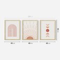 Zestaw obrazy w ramie 40x50 galeria - Boho, słońce, graficzne - rama drewno