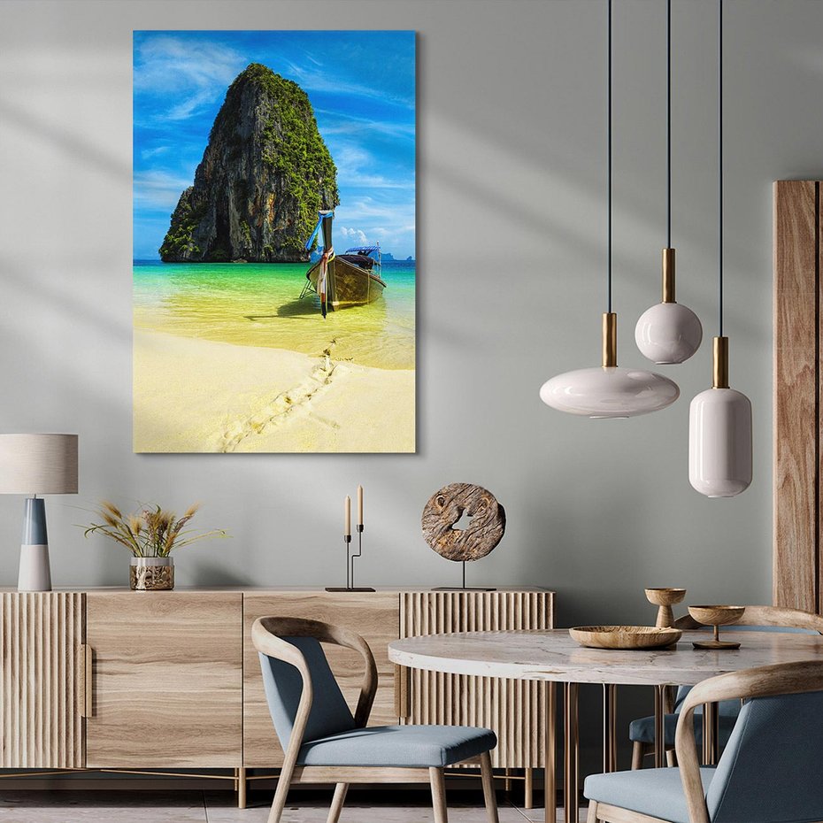 Obraz na płótnie 70x100 - Łódź nad Morzem - łodź, morze