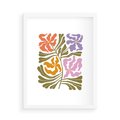 Plakat w ramie 50x70 - Rozplątane Wizje - abstrakcyjne kolorowe kwiaty, minimlizm - rama biała