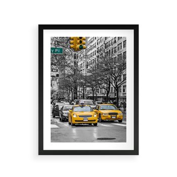 Plakat w ramie 30x40 - Taksówki w Nowym Jorku - taksówki, Nowy Jork - rama czarna