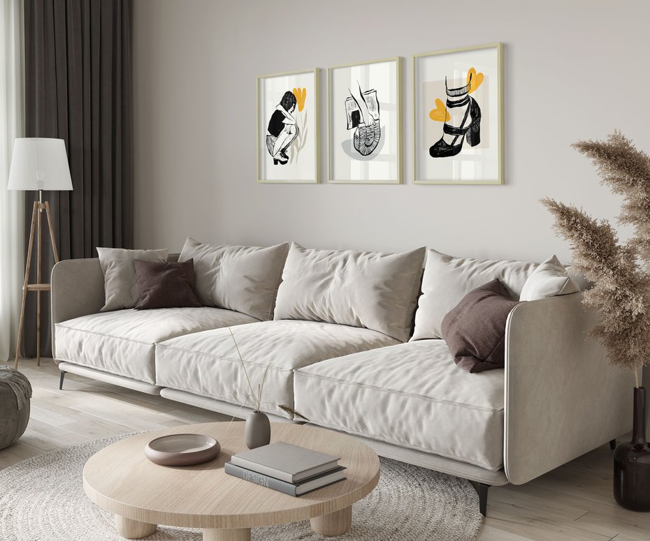 Zestaw obrazy w ramie 40x50 galeria - Moda, fashion, kobieta, szpilki - rama drewno