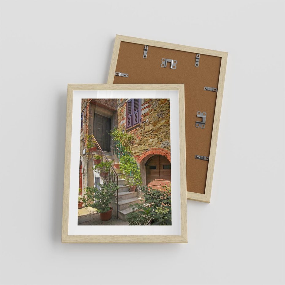 Plakat w ramie 30x40 - Wznies się na wyżyny - schody, perspektywa - rama drewno