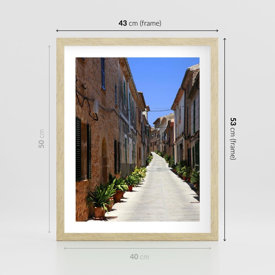 Plakat w ramie 40x50 - Urok uliczki: perspektywa miasta - uliczka, perspektywa - rama drewno
