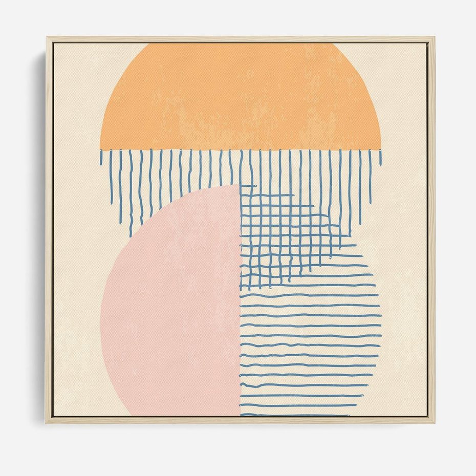 Obraz w ramie 50x50 - Migotliwe Wzory - geometryczne kształty, koła - rama drewno